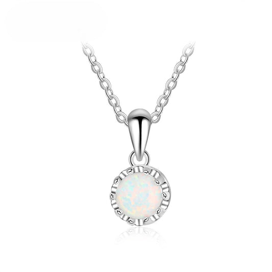 Planderful Jewelry Opal Crown Pendant Necklace In Sterling Silver S925 Elegant Everyday Luxury