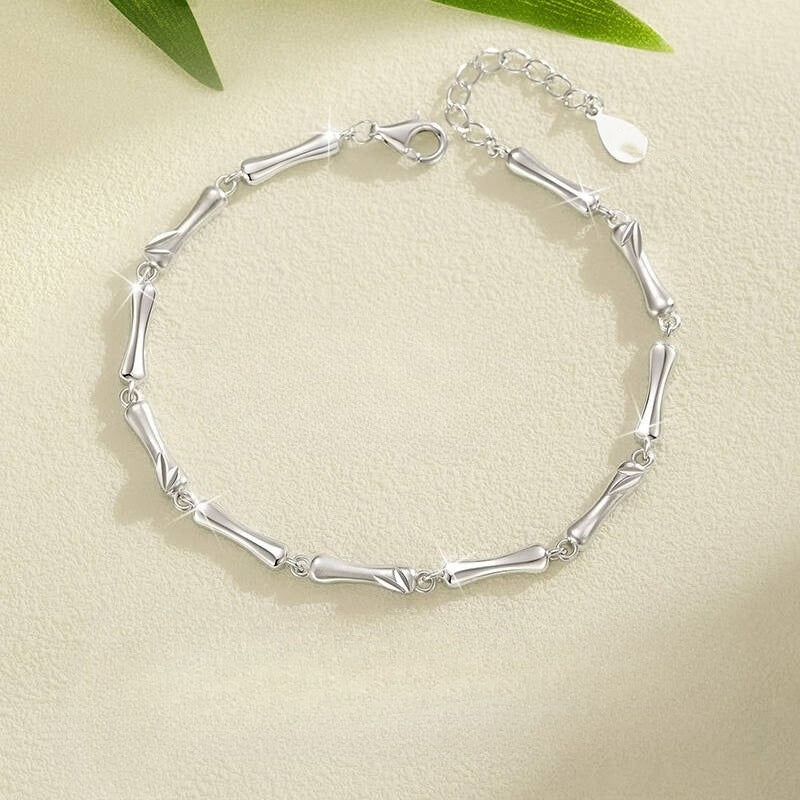 Sterling Silver Bamboo Bracelet For Women By Planderful Shop Luxury Gift For Girlfriend