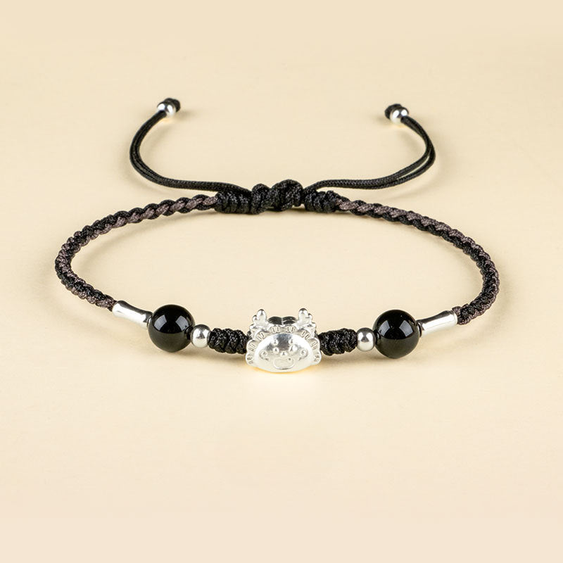 Silver Dragon Baby Multicolor Woven Red Rope Bracelet - Zodiac Year Gift for Women