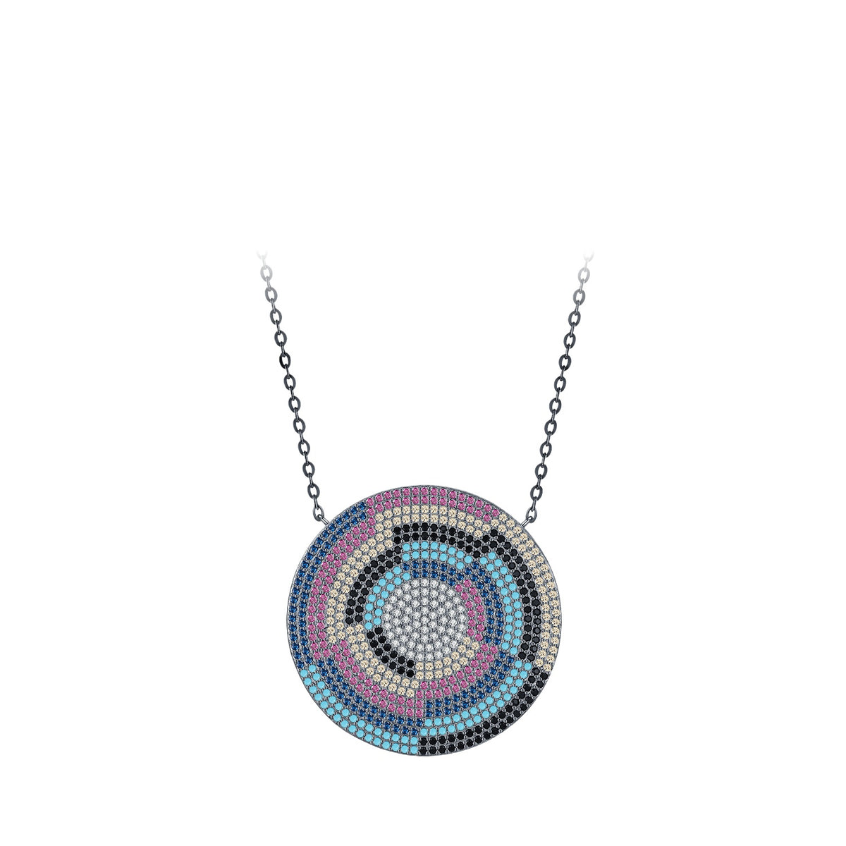 925 Sterling Silver Turquoise Two-Tone Zircon Necklace