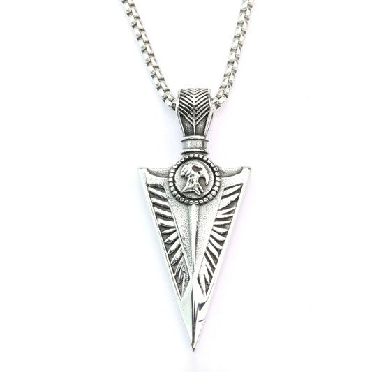 Planderful Viking Necklace Pendant For Men With Triangular Spearhead Eagle Rune And Titanium Steel Durability