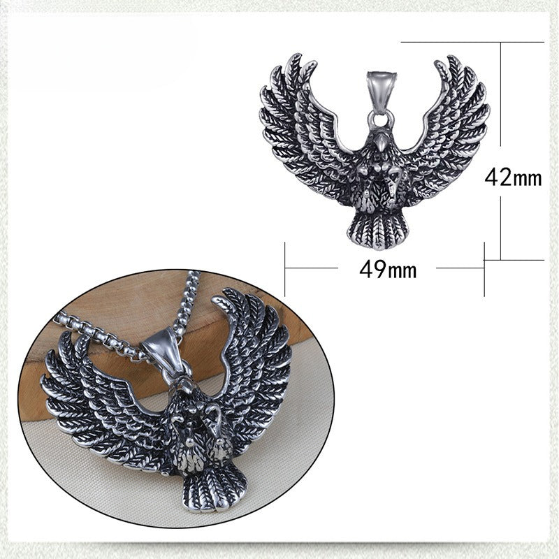 Planderful Titanium Steel Eagle Pendant Necklace For Men Retro Punk Fashion Accessory