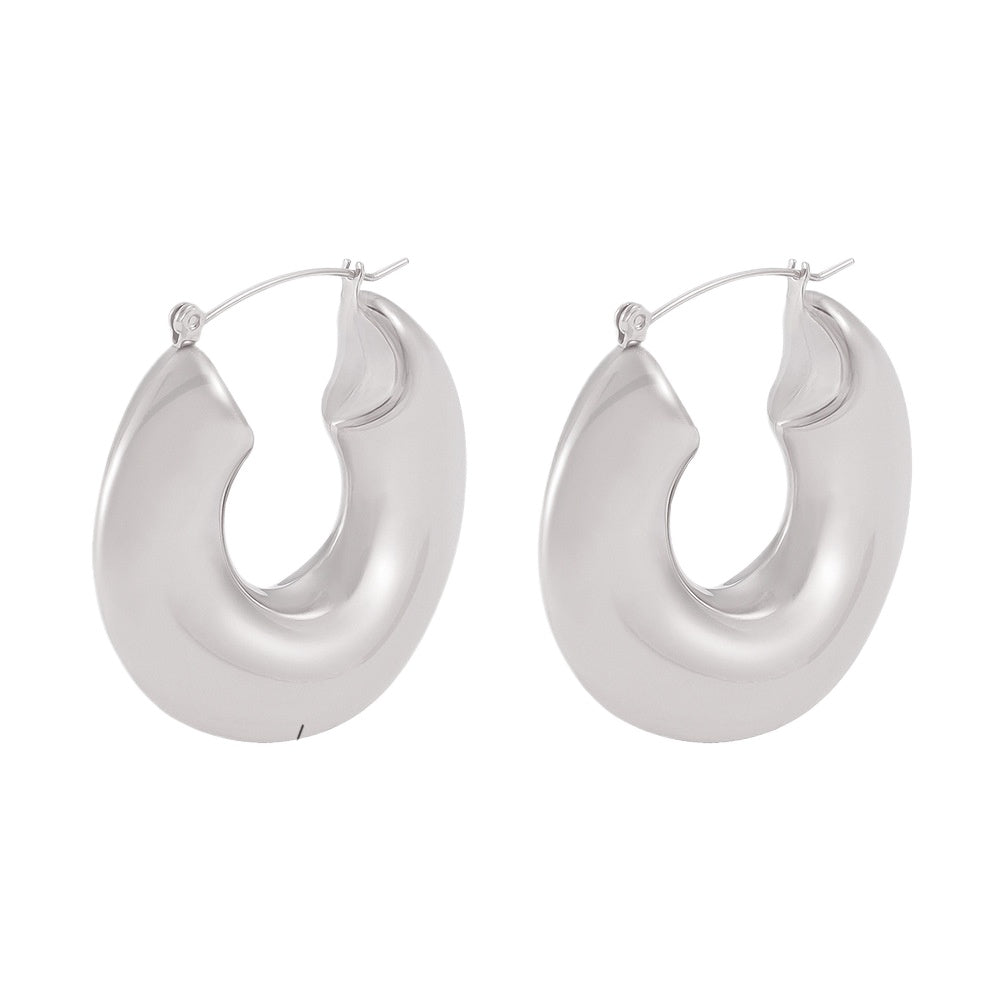 Geometric Line Weaving Titanium Steel Glossy Earrings