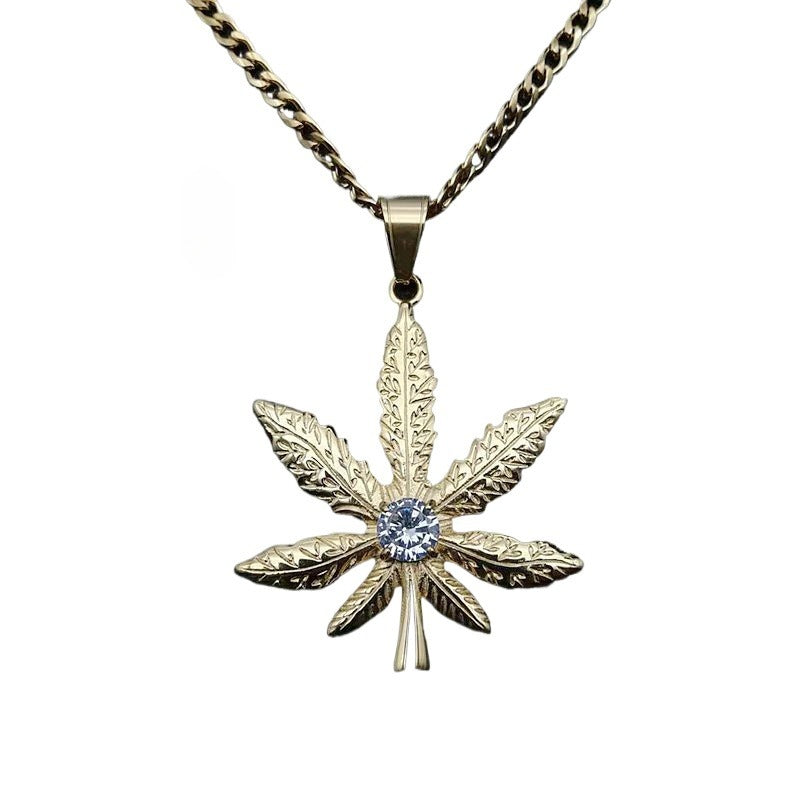 Zircon Necklace – Elegant Maple Leaf Pendant