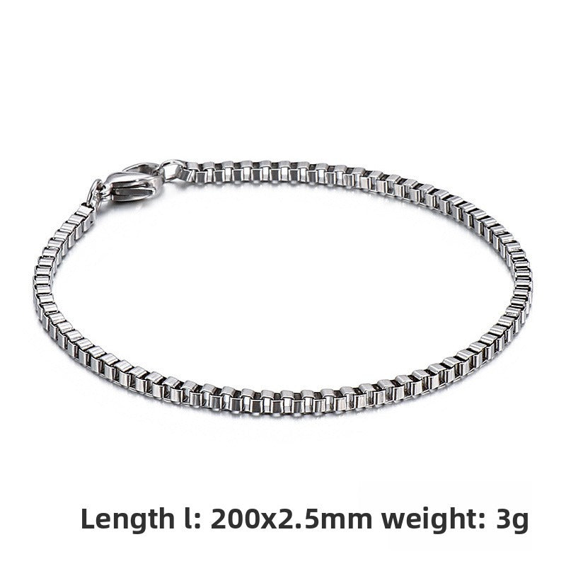 Titanium Steel Bracelet – Stainless Steel Box Chain Unisex