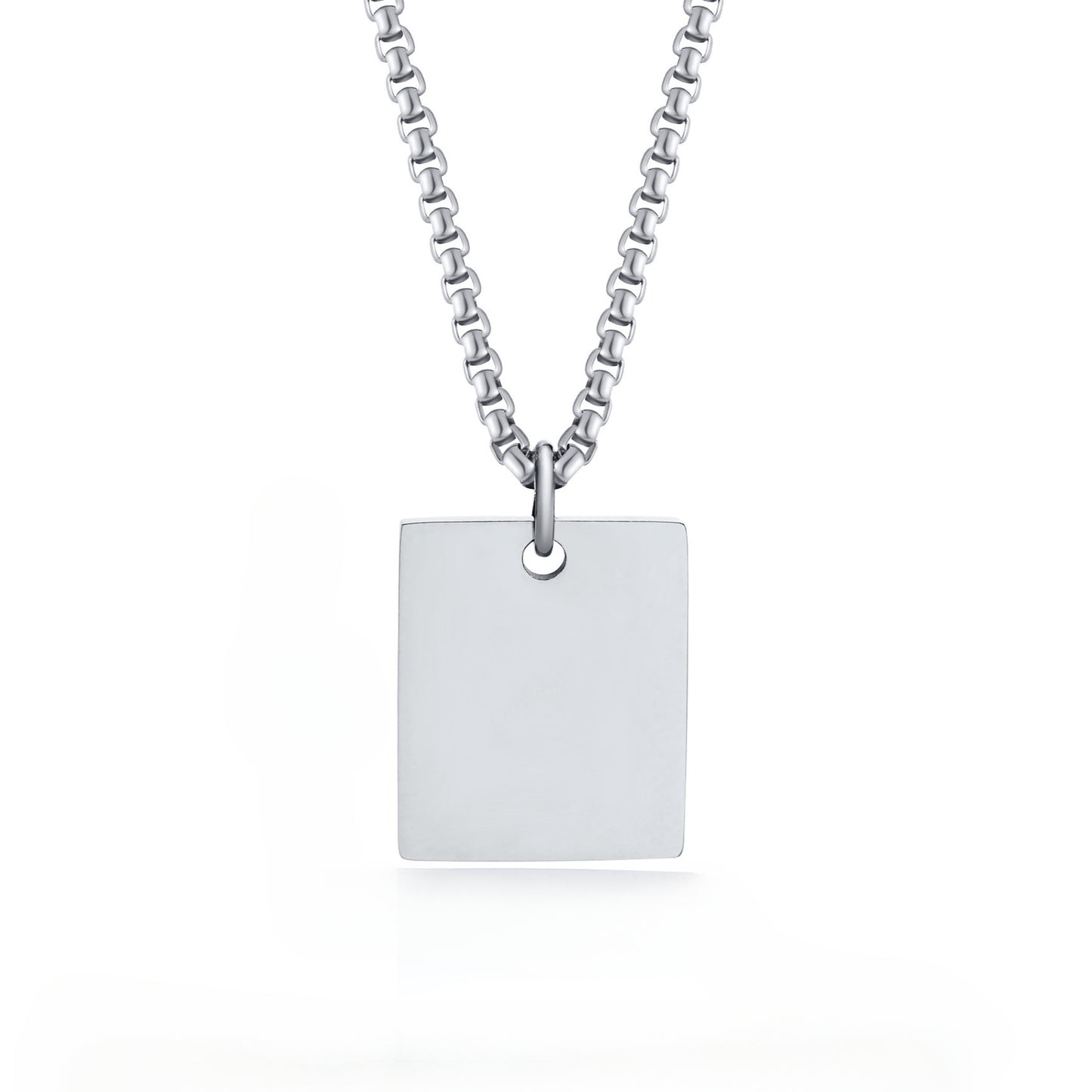 Personality Stainless Steel Square Brand Glossy Pendant Necklace Men's Hip Hop Jewelry Wholesale