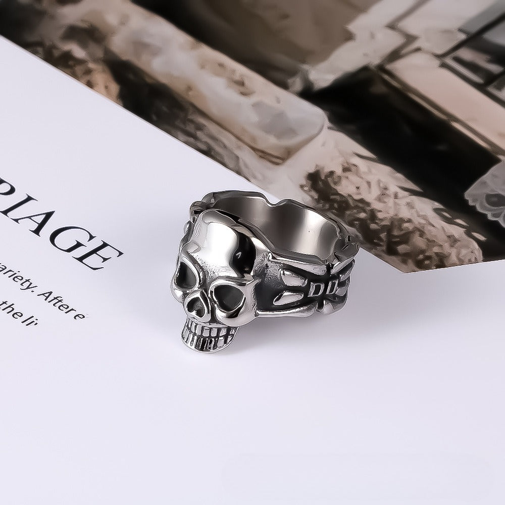 Stainless Steel Skull Ring for Men Ghost Head Retro Style