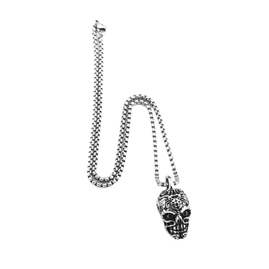 European And American Jewelry Wholesale Titanium Steel Men's Pendant Stainless Steel Necklace Retro Hip-Hop Style Skull Tag