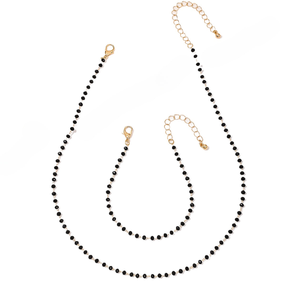 Metallic Glass Beaded Necklace and Bracelet Set - Elegant Jewelry Gift for Women