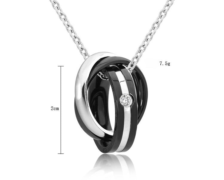 Planderful Three Ring Titanium Steel Couple Necklace Unisex Pendant With Everyday Protection Statement
