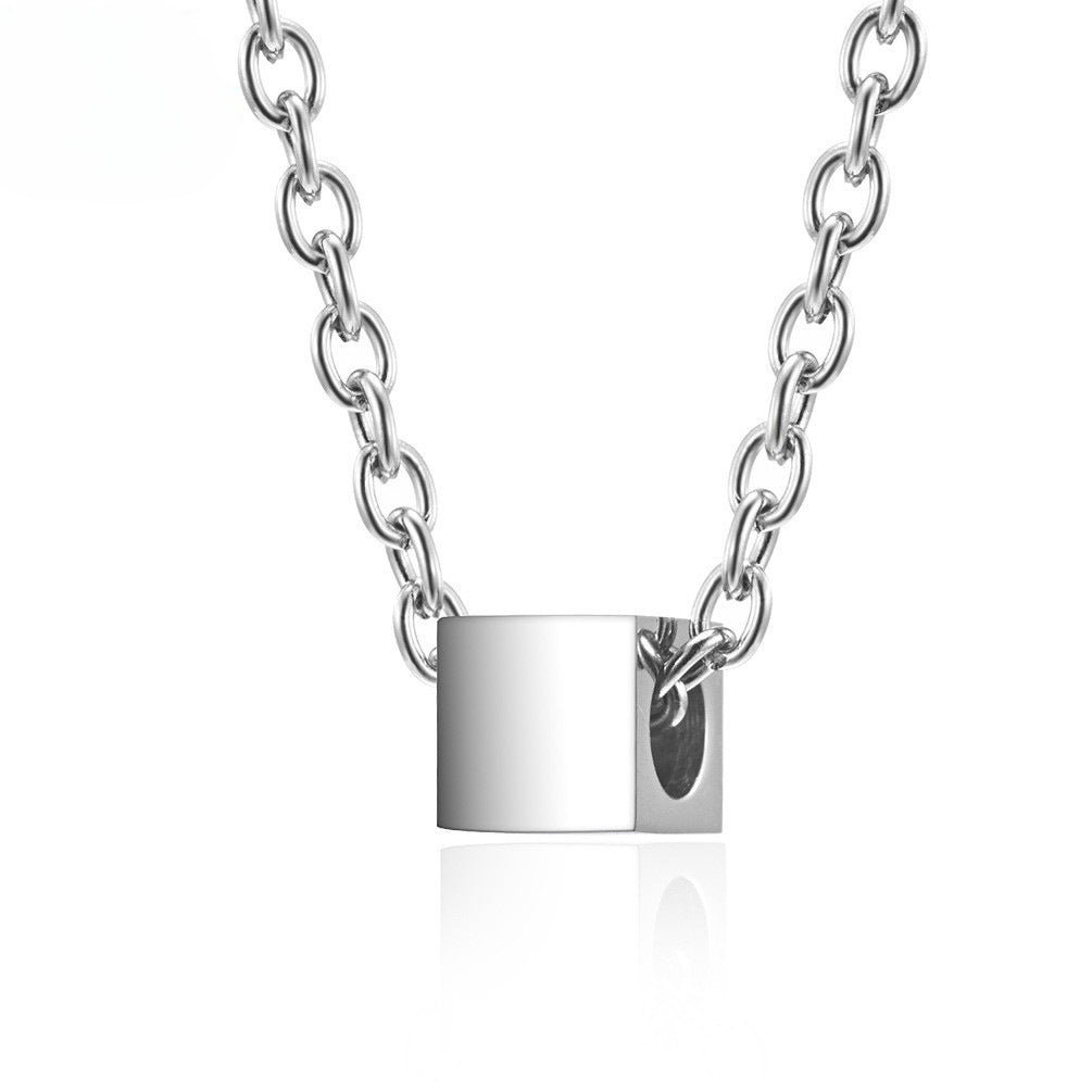 Minimalist Cold Wind Small Square Titanium Steel Necklace