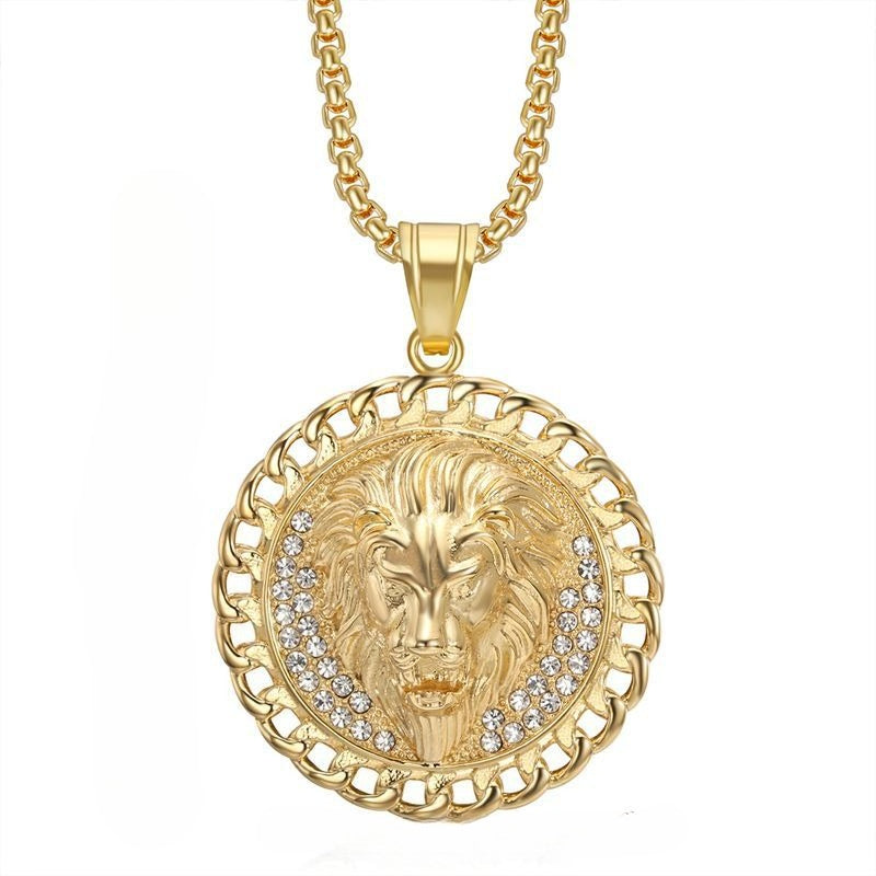 Planderful Everyday Genie Lion Head Cuban Chain Necklace Stainless Steel For Hip Hop Fans