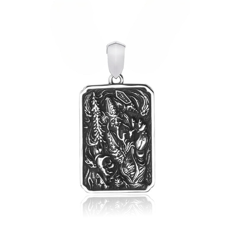 Stylish Retro Black and White Titanium Steel Pendant for Men - Unique Personality Design