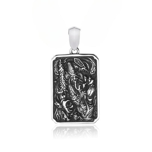Stylish Retro Black and White Titanium Steel Pendant for Men - Unique Personality Design