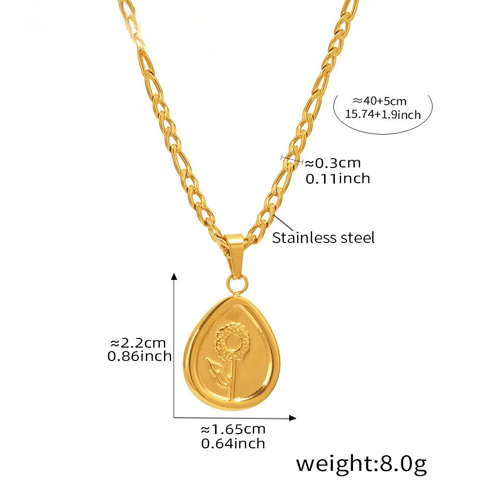 Planderful Love Flower Pendant Necklace 18K Gold For Women