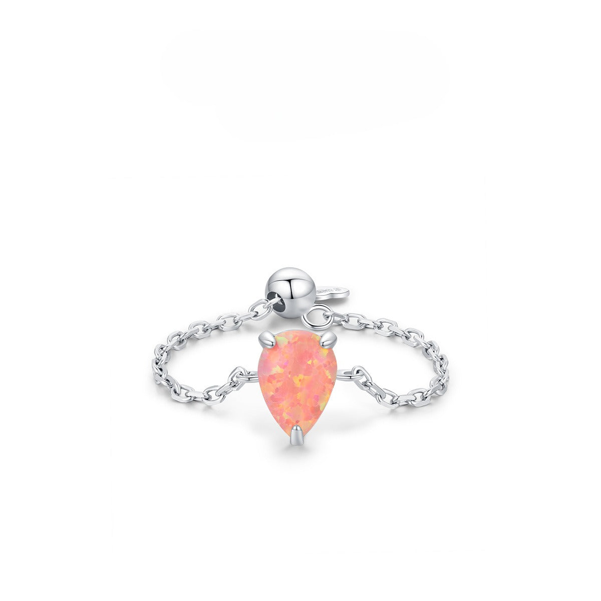 925 Sterling Silver Opal Geometric Ring
