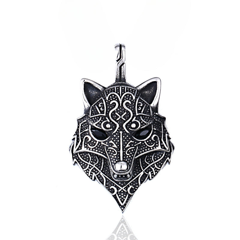 Personalized Viking Wolf Pendant in Titanium Steel for Men - European and American Punk Style Jewelry Wholesale
