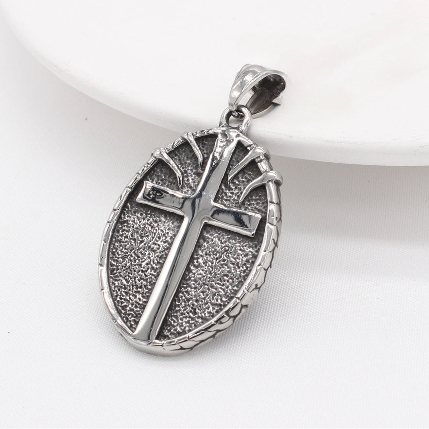 Halloween Shouting Skull Oval Titanium Steel Pendant for Men