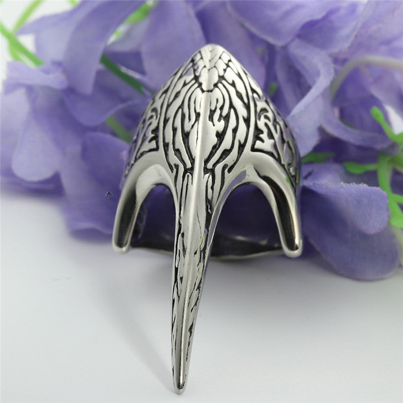 Titanium Steel Retro Bird Beak Ring for Men - Trendy Animal Accessory