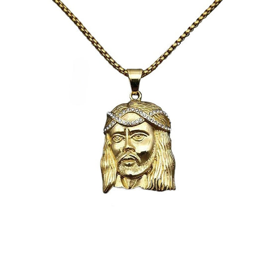 Planderful Everyday Genie Stainless Steel Pendant Necklace Unisex Gold Plated Zircon Sparkle
