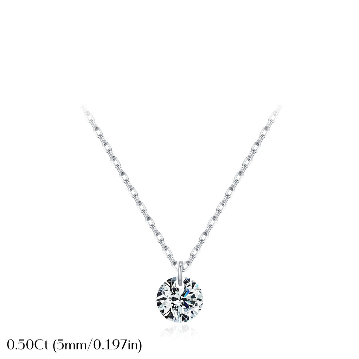 925 Sterling Silver Minimalist Moissanite Pendant Necklace