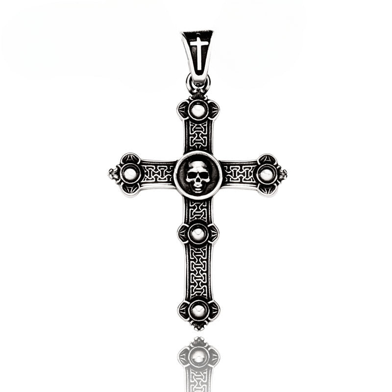 Personalized Skull Cross Pendant in Titanium Steel - Retro Design for Men