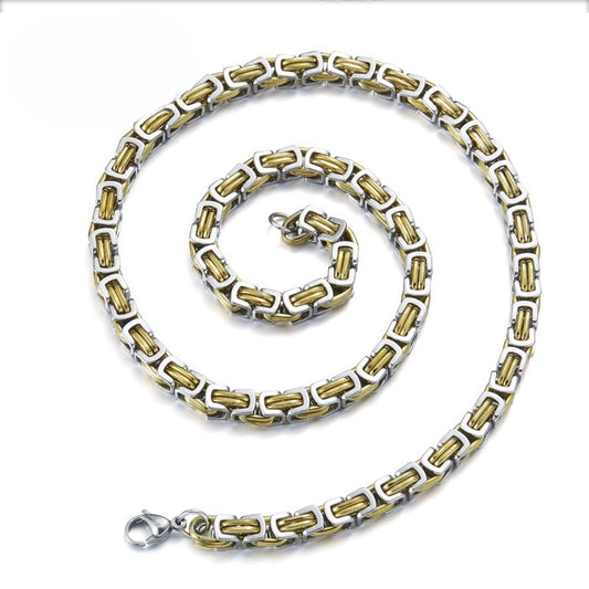 Gold-Plated – Men's Stainless Steel Electric Gold Bracelet Necklace