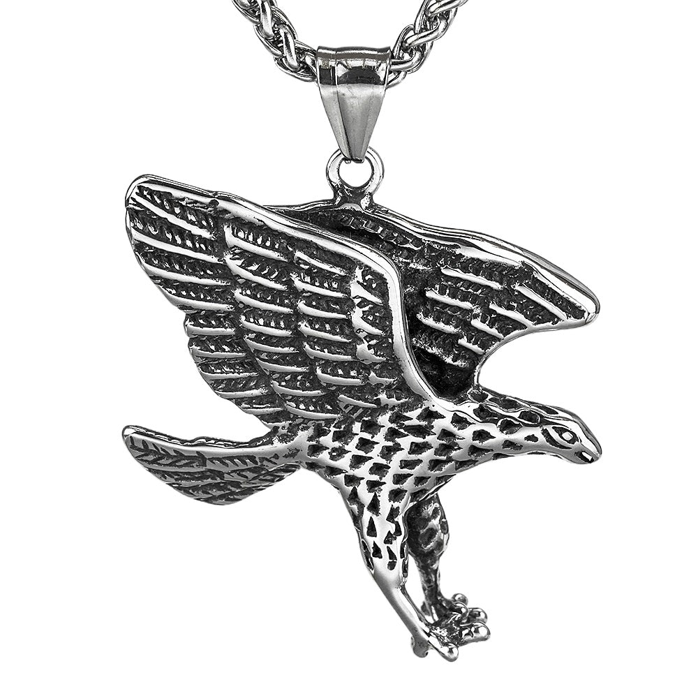 Planderful Shop Eagle Pendant Necklace For Men Personalized Titanium Steel Retro Punk Style