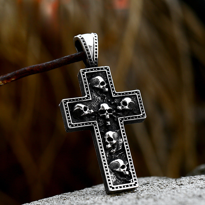 Retro Skull Titanium Steel Pendant Necklace for Men - Cross-Border Stainless Steel Jewelry