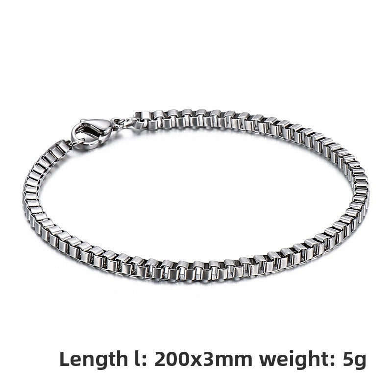 Titanium Steel Bracelet – Stainless Steel Box Chain Unisex