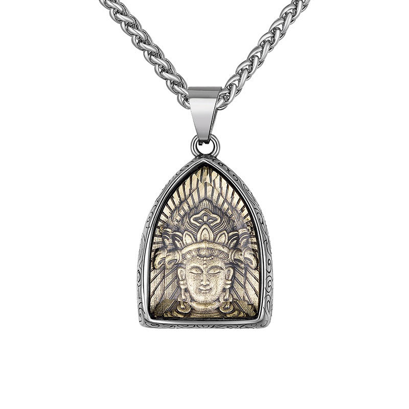 Steel Necklace – Vintage Eight Patron Saints Natal Amulet Zodiac Pendant For Boys