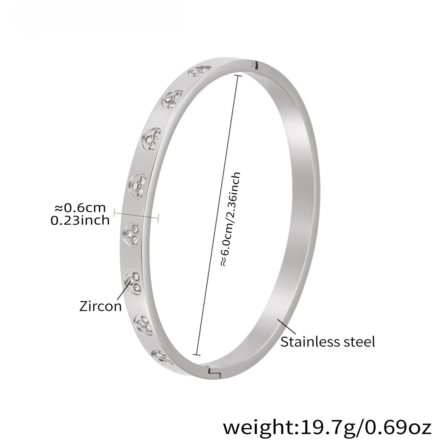 Planderful Women Stainless Steel Geometric Zircon Bracelet