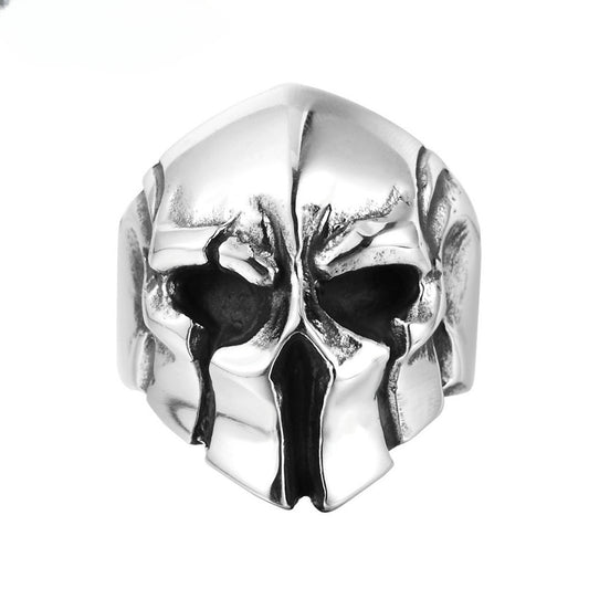 Halloween Spartan Helmet Skull Titanium Steel Ring for Men