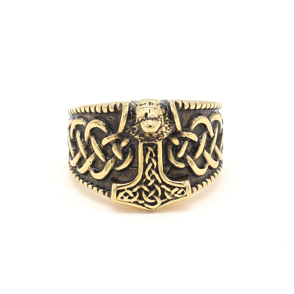 Planderful Personalized Retro Viking Titanium Steel Ring For Men And Unisex Protection Symbol