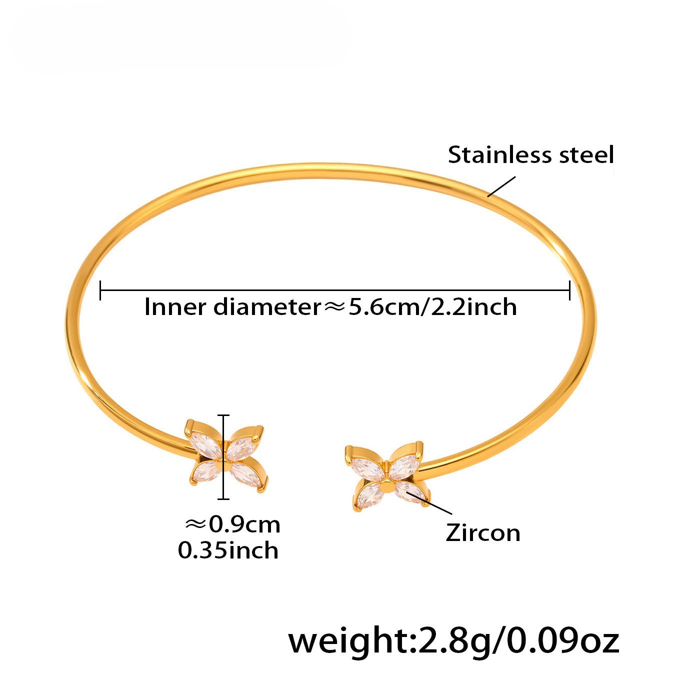 Planderful Ocean Zircon Starfish Bracelet For Her 18K Gold