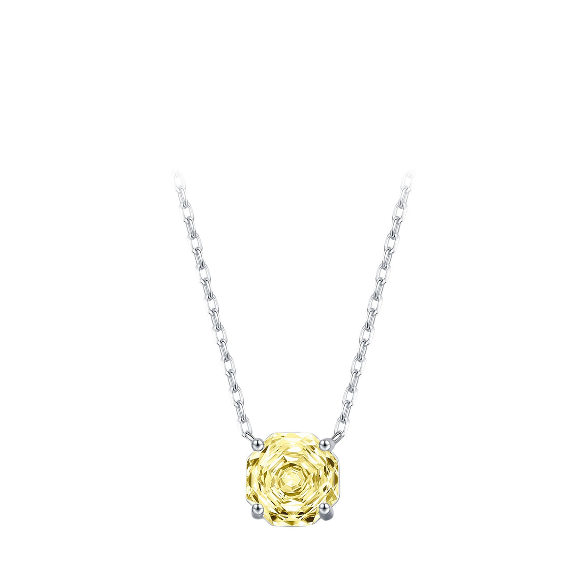 925 Sterling Silver Multicolor Octagonal Rose-Cut Zircon Necklace