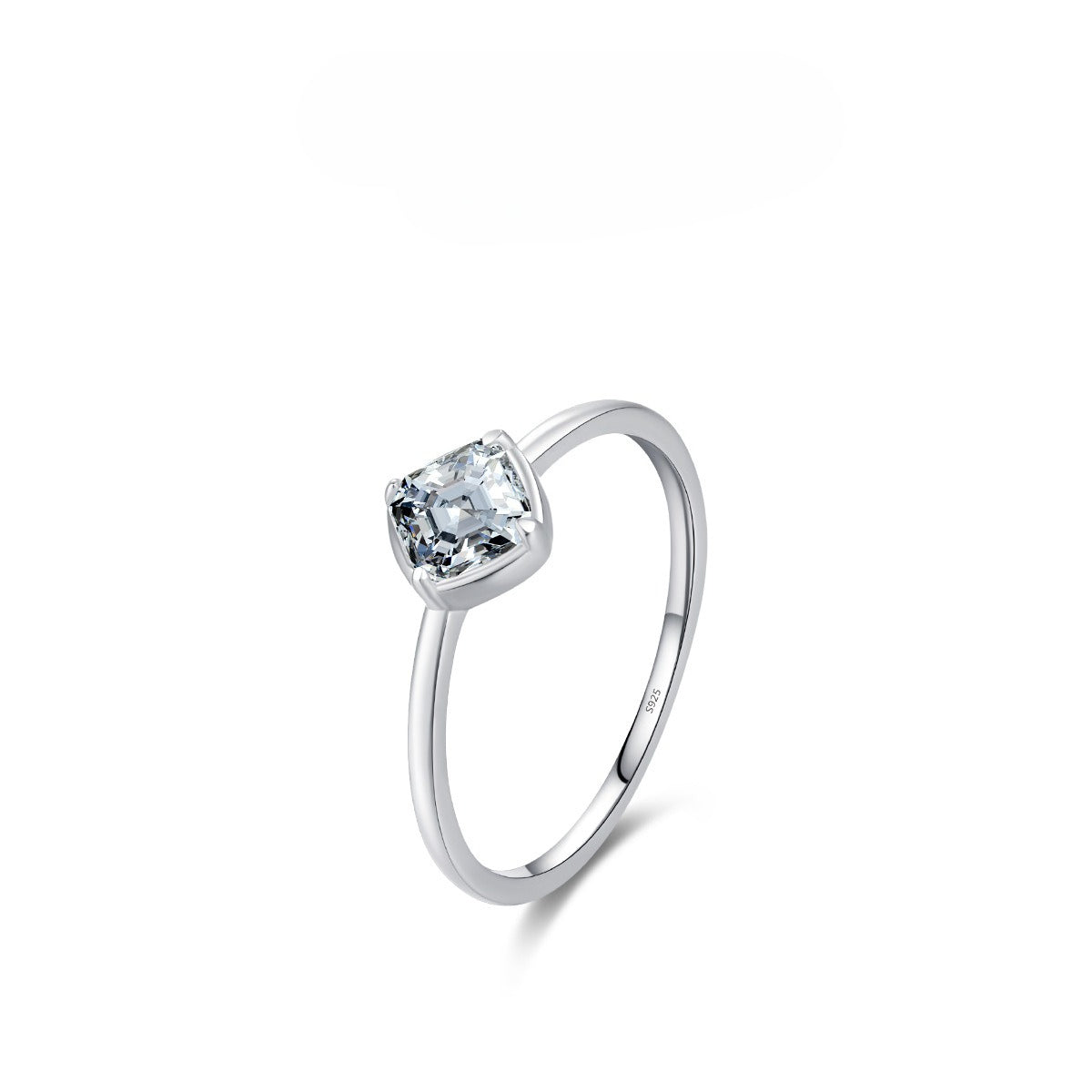 925 Sterling Silver Heart Square Zircon Ring