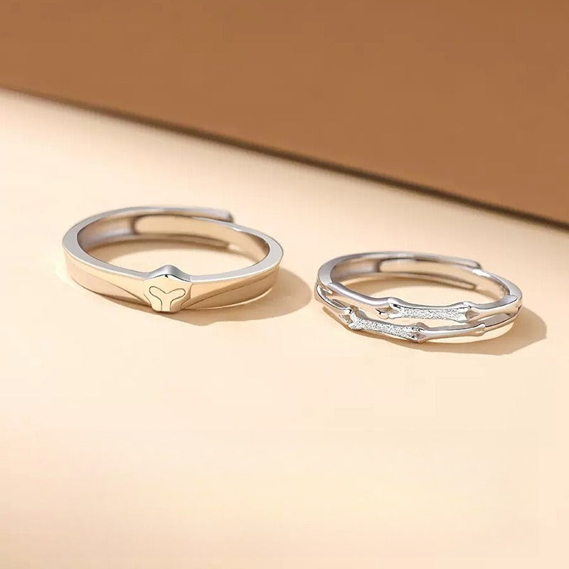 Planderful 925 Sterling Silver Couple Ring For Him And Her Niche Design Adjustable High End Jewelry