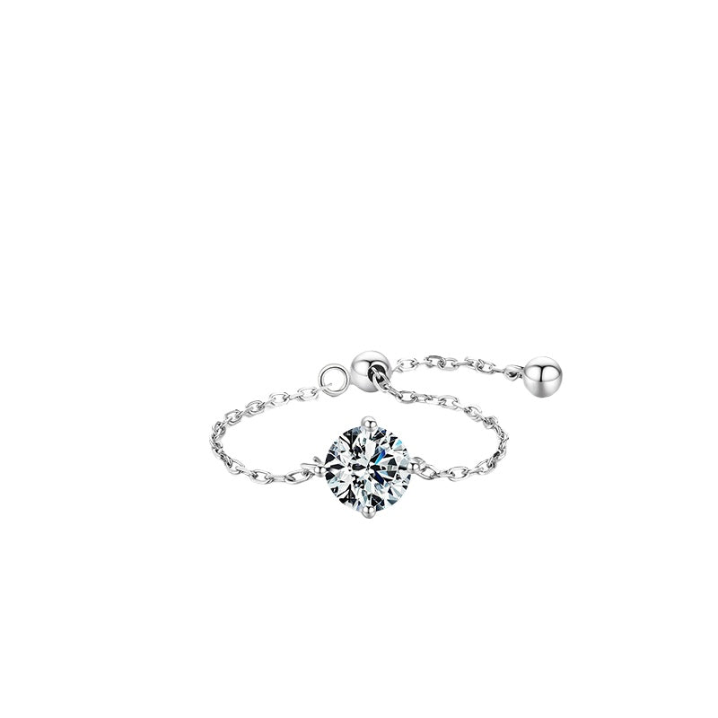 925 Sterling Silver Chain Zircon Ring