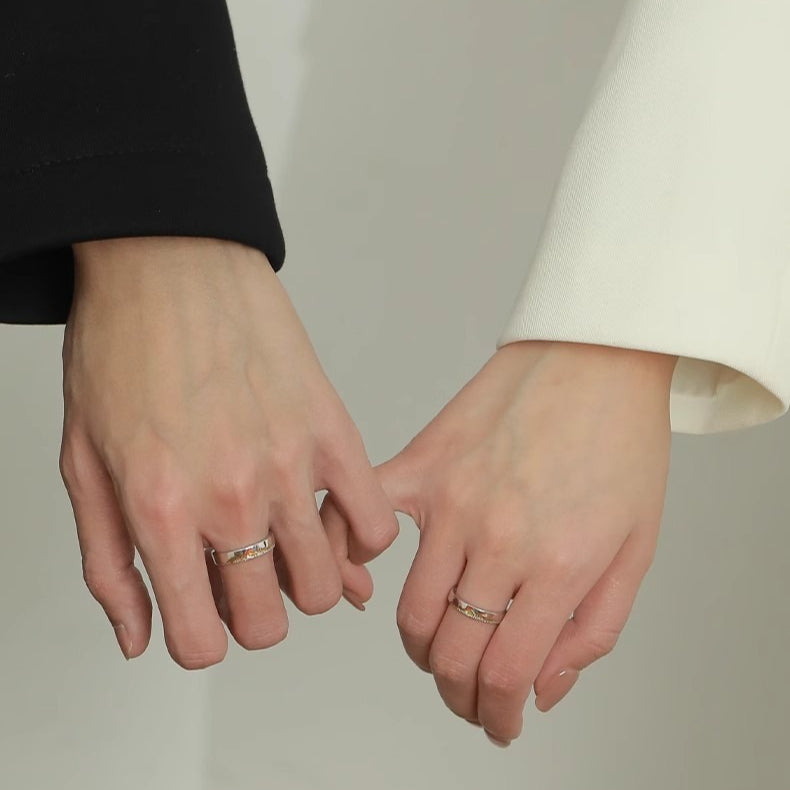 Planderful Sterling Silver Ring 925 Golden Mountain Shining Design Adjustable For Girlfriend Gift