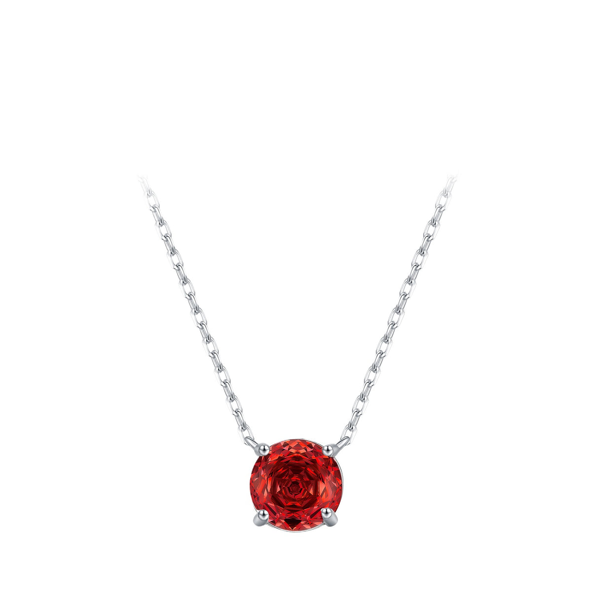 925 Sterling Silver Pomegranate Red Zircon Pendant Necklace