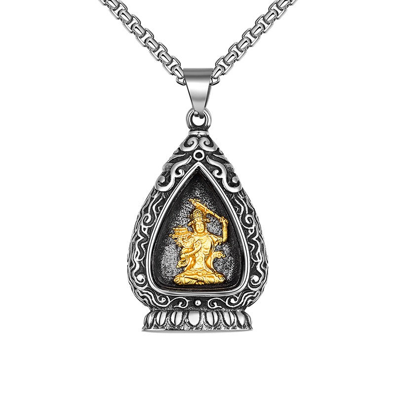Steel Necklace - Elegant Buddhist Pendant Gift For Boyfriend