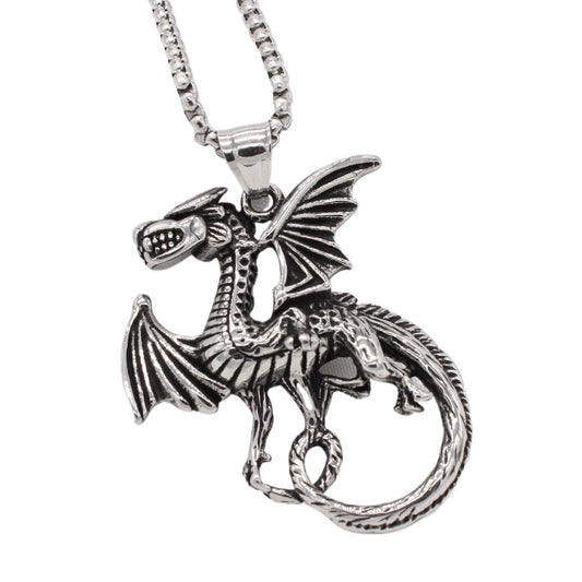 Men's Personalized Retro Dinosaur Pendant in Titanium Steel - European and American Design