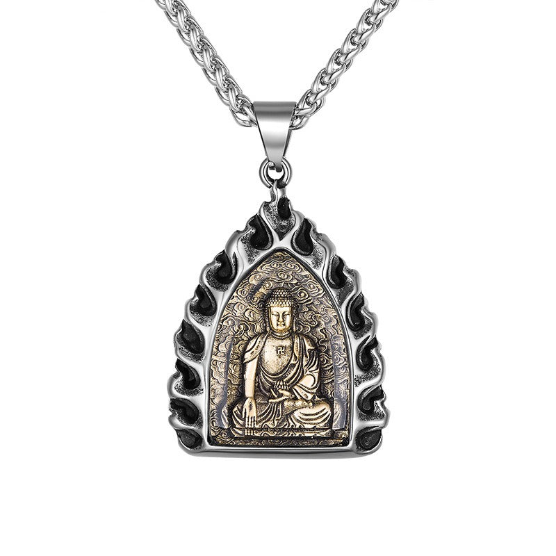 Titanium Steel Necklace – Vintage Buddha Zodiac Charms