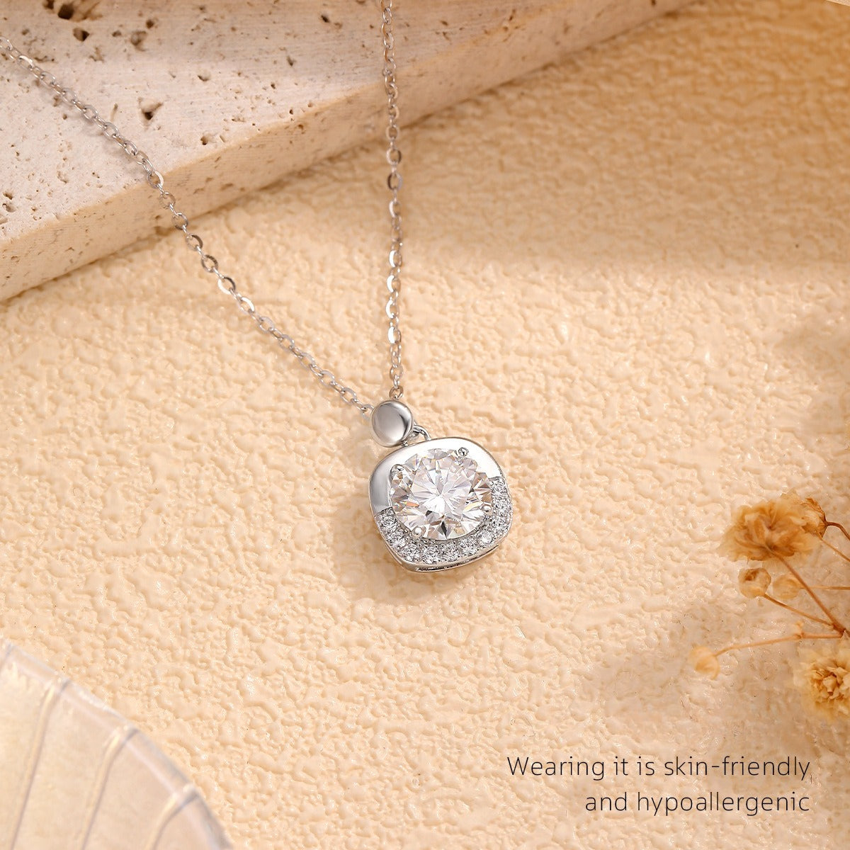 Round Mozzarella 925 Sterling Silver Women's Pendant Necklace
