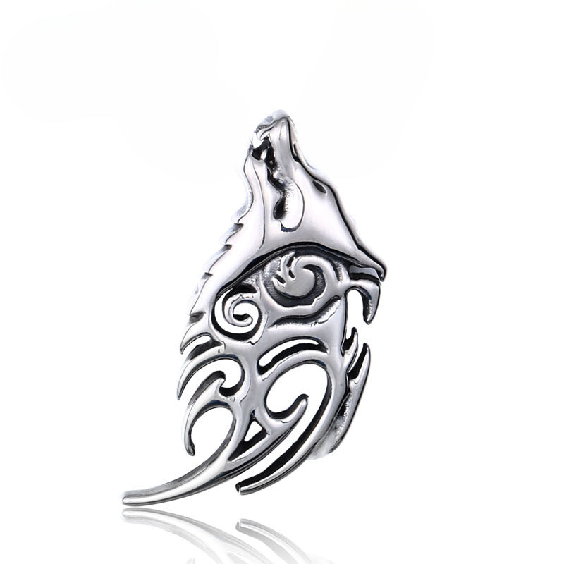 Nordic Viking Wolf Head Pendant - Creative Titanium Steel Jewelry for Men