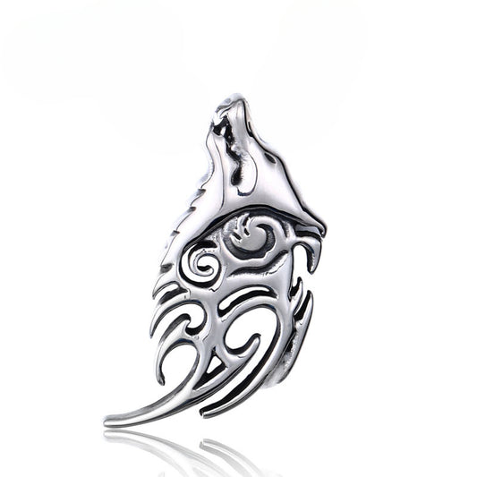 Nordic Viking Wolf Head Pendant - Creative Titanium Steel Jewelry for Men