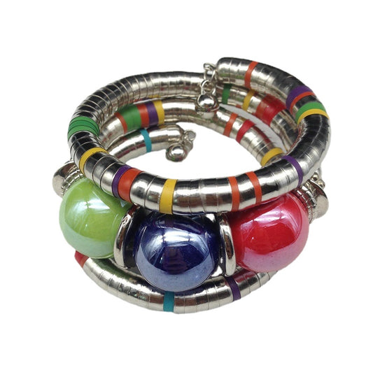 Eclectic Beaded Snake Bone Layered Bracelet - Vienna Verve Collection