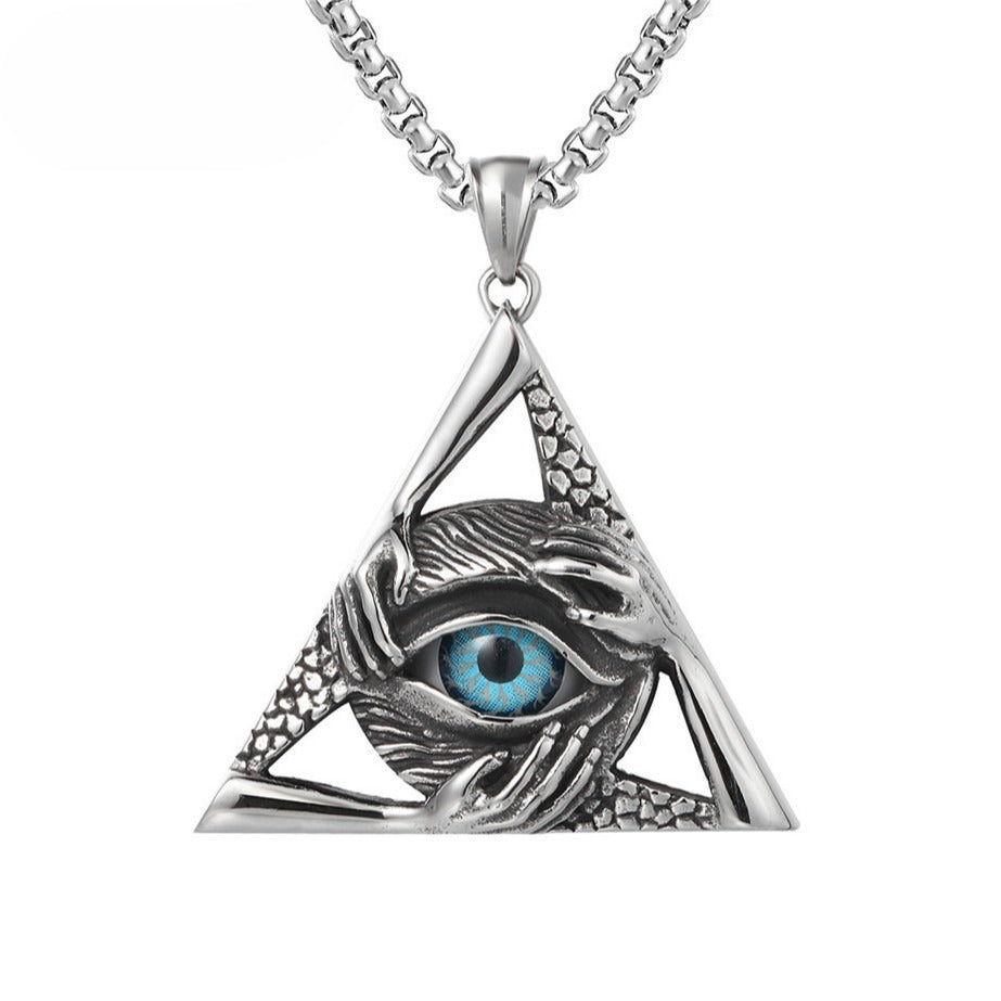 Triangular Eye Masonic Pendant Titanium Steel Unisex Necklace For Men Protection Symbol Planderful