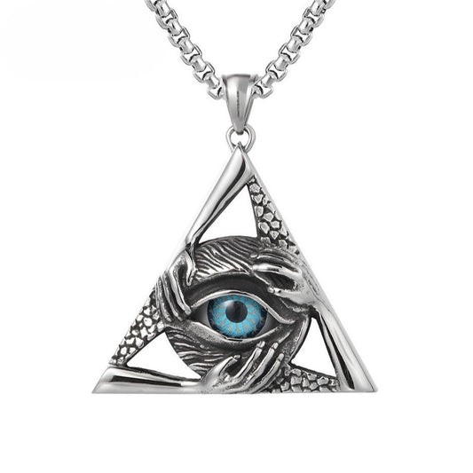 Triangular Eye Masonic Pendant Titanium Steel Unisex Necklace For Men Protection Symbol Planderful